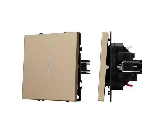 Механизм выключателя одноклавишный проходной Arlight LED SWT-NOBE-MKP1-SFPL-L-GD (230V, 10A) 054262