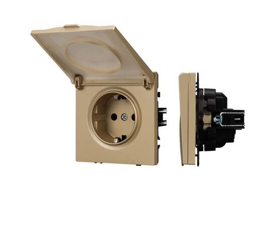 Механизм розетки влагозащищённый Arlight SCT-NOBE-MCP-SFPL-GD (230V, 16A) 054282