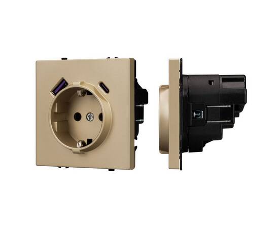 Механизм розетки с USB зарядкой Arlight SCT-NOBE-MUAC-SFPL-GD (230V, 16A) 054286