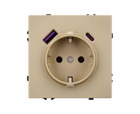 Механизм розетки с USB зарядкой Arlight SCT-NOBE-MUAC-SFPL-GD (230V, 16A) 054286, изображение 2