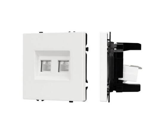 Механизм сдвоенной компьютерной розетки Arlight SCT-NOBE-MPC2-SFPL-WH (RJ-45, CAT6) 054312