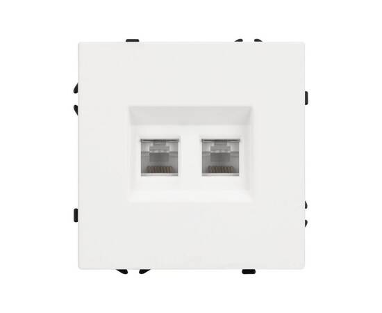 Механизм сдвоенной компьютерной розетки Arlight SCT-NOBE-MPC2-SFPL-WH (RJ-45, CAT6) 054312, изображение 2