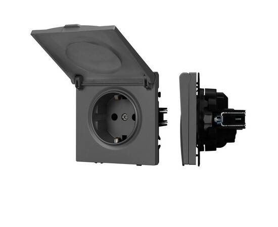 Механизм розетки влагозащищённый Arlight SCT-NOBE-MCP-SFPL-GR (230V, 16A) 054283