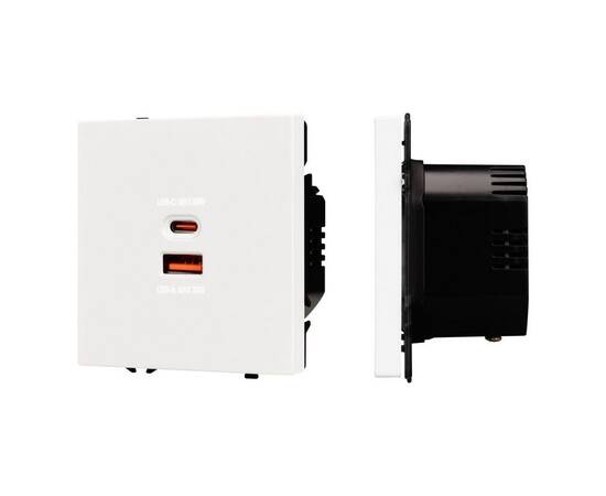 Механизм розетки с быстрой USB зарядкой Arlight SCT-NOBE-MUAC-SFPL-FC-WH (65W, QC3) 054316