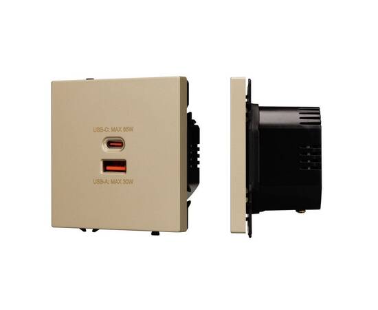 Механизм розетки с быстрой USB зарядкой Arlight SCT-NOBE-MUAC-SFPL-FC-GD (65W, QC3) 054318