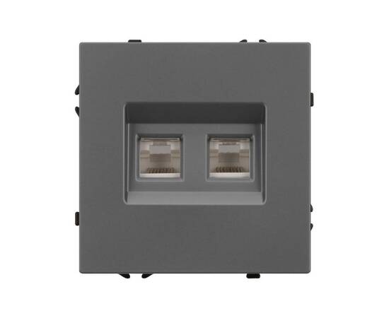 Механизм сдвоенной компьютерной розетки Arlight SCT-NOBE-MPC2-SFPL-GR (RJ-45, CAT6) 054315, изображение 2