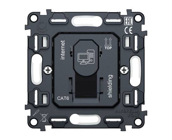 Механизм компьютерной розетки RJ-45 (8P8C) CAT6A экранированной с автоматической защитной шторкой QU