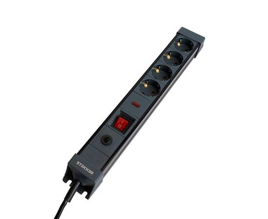 Сетевой фильтр 4-местный с/з Stekker Techno HM22-41-03 50157