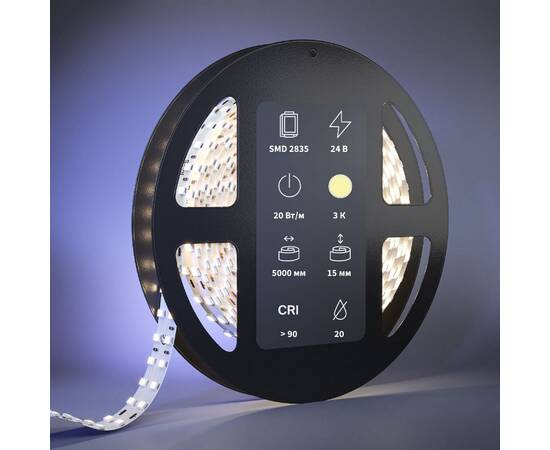 Светодиодная лента Maytoni Ultra 24В 2835 20Вт/м 3000К 5м IP20 201111, изображение 5