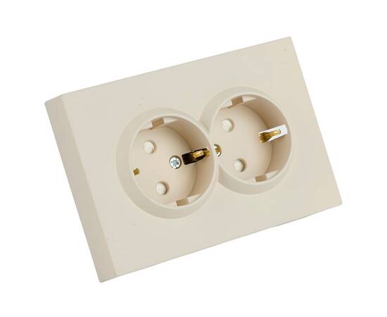 Розетка 2-местная с защитной шторкой Stekker Эмили с/з 250В 16А RST16-5114-08 кашемир soft touch 499, изображение 2