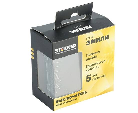 Выключатель 1-клавишный (механизм) Stekker Эмили 250В 10А RSW10-5103-09 антрацит soft touch 49917, изображение 6