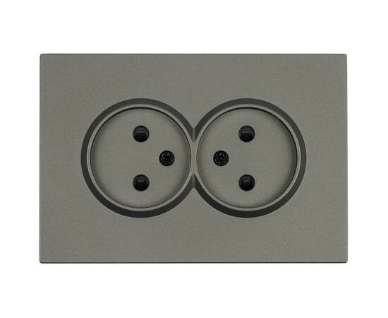 Розетка 2-местная с защитной шторкой Stekker Эмили б/з 250В 16А RST10-5116-09 антрацит soft touch 49