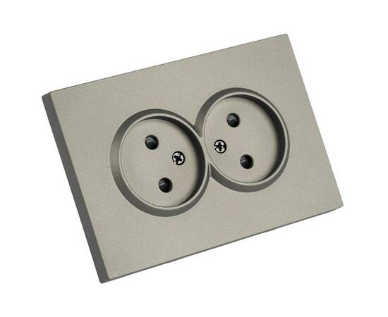 Розетка 2-местная с защитной шторкой Stekker Эмили б/з 250В 16А RST10-5116-09 антрацит soft touch 49, изображение 2