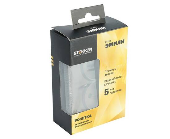 Розетка 2-местная с защитной шторкой Stekker Эмили б/з 250В 16А RST10-5116-09 антрацит soft touch 49, изображение 7