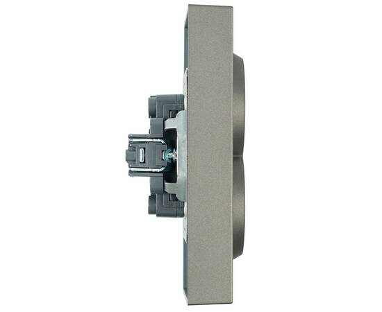 Розетка 2-местная с защитной шторкой Stekker Эмили с/з 250В 16А RST16-5114-09 антрацит soft touch 49, изображение 4
