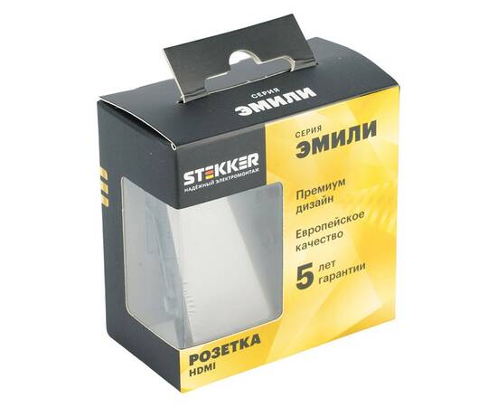 Розетка HDMI 2.0 Type A (механизм) Stekker Эмили RST00-5118-09 антрацит soft touch 50168, изображение 6