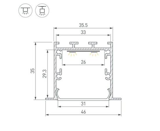 Профиль Arlight LINIA49-F-M-2500 WHITE (Алюминий) 059365, изображение 3