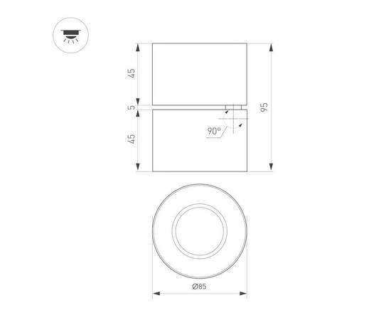 Спот Arlight SP-POINT-SURFACE-R85-12W Warm3200-MIX (WH, 36 deg, 230V) (IP20 Металл) 058616, изображение 2