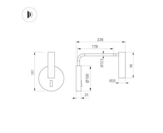 Настенный светильник Arlight SP-VERDI-LONG-WALL-3W Warm3000 (BR, 20 deg, 230V) (IP20 Металл) 058490, изображение 2