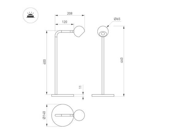 Настольная лампа Arlight SP-OTTORI-TAB-6W Warm3000 (BR, 30 deg, 230V) (IP20 Металл) 058487, изображение 4
