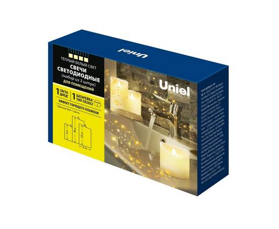Набор свечей светодиодных Uniel ULD-F060 WARM WHITE CANDLE SET3 UL-00008593, изображение 9