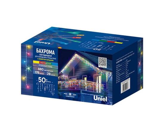 Гирлянда бахрома с эффектом мерцания Uniel ULD-B50006-880/TTK MULTI IP44 UL-00013125, изображение 8