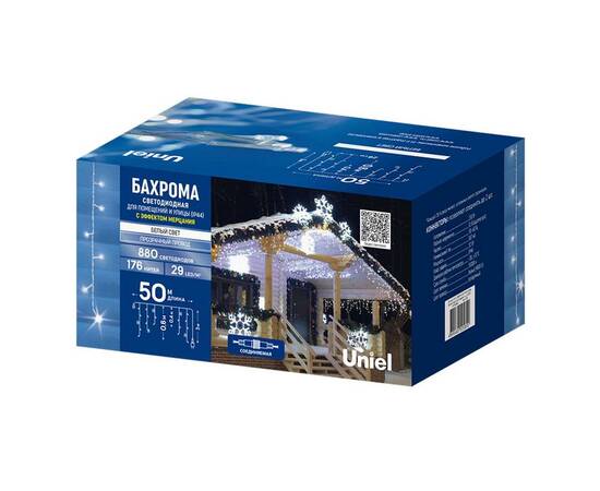 Гирлянда бахрома с эффектом мерцания Uniel ULD-B50006-880/TTK WHITE IP44 UL-00013126, изображение 7