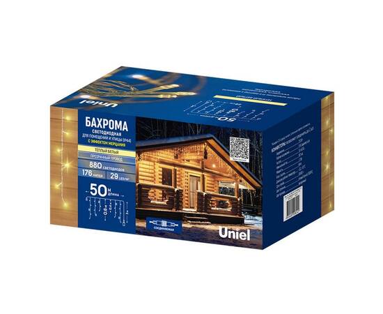 Гирлянда бахрома с эффектом мерцания Uniel ULD-B50006-880/TTK WARM WHITE IP44 UL-00013329, изображение 5