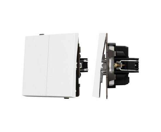 Механизм выключателя двухклавишный непроходной Arlight SWT-TENDO-MK02-PL-WH (230V, 10A) 054058