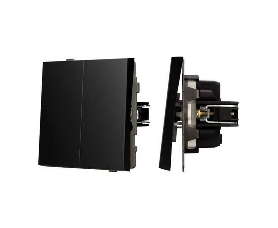 Механизм выключателя двухклавишный непроходной Arlight SWT-TENDO-MK02-PL-BK (230V, 10A) 054059