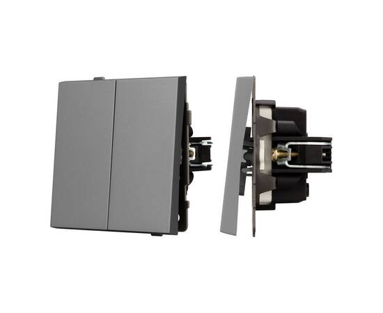 Механизм выключателя двухклавишный непроходной Arlight SWT-TENDO-MK02-PL-GR (230V, 10A) 054060