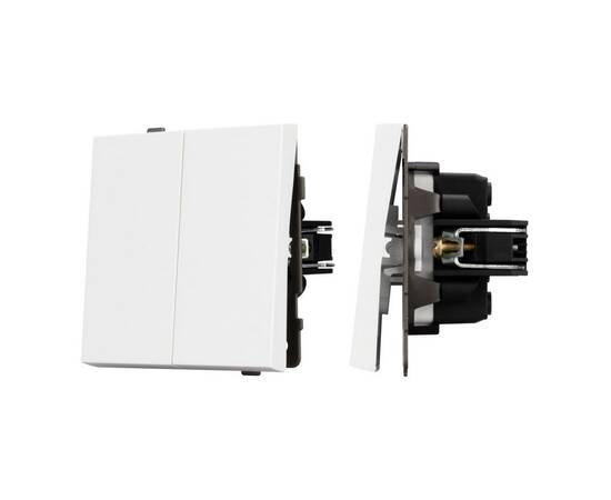 Механизм выключателя двухклавишный проходной Arlight SWT-TENDO-MKP2-PL-WH (230V, 10A) 054066