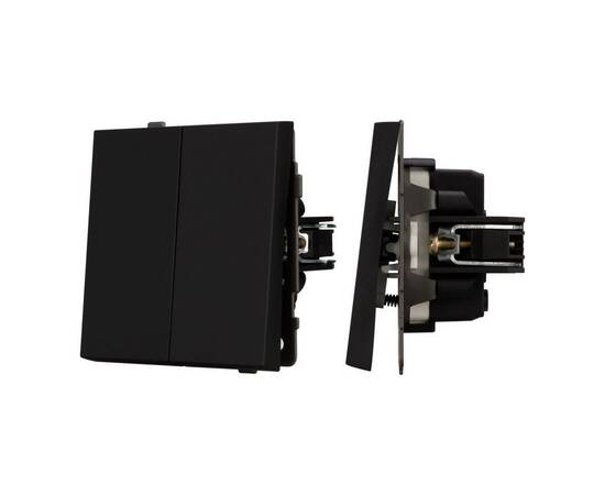 Механизм выключателя двухклавишный непроходной Arlight SWT-TENDO-MK02-SFPL-BK (230V, 10A) 054544