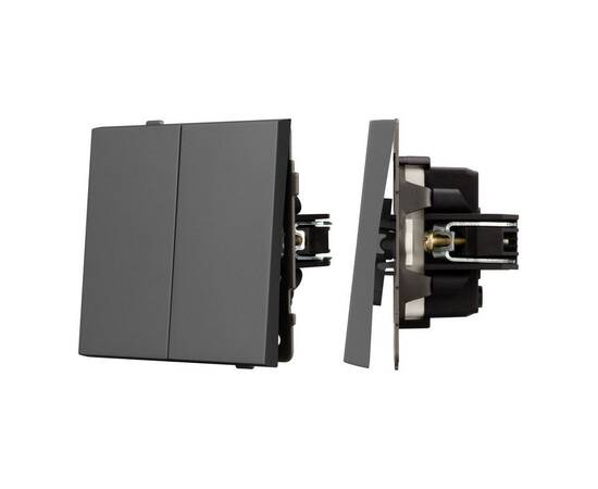 Механизм выключателя двухклавишный проходной Arlight SWT-TENDO-MKP2-SFPL-GR (230V, 10A) 054555