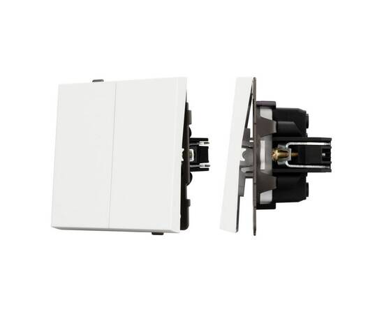 Механизм выключателя двухклавишный проходной Arlight SWT-TENDO-MKP2-SFPL-WH (230V, 10A) 054556