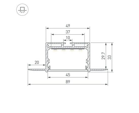 Профиль Arlight LINIA45-FANTOM-3000 ANOD (Алюминий) 059471, изображение 3