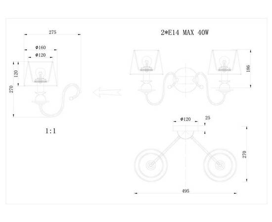 Бра Delight Collection KM0837W-2 bronze, изображение 2