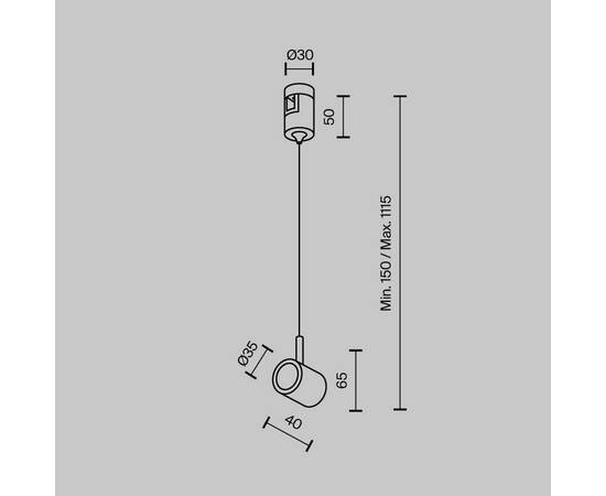 Коннектор с тросовым подвесом для магнитного шинопровода Maytoni Technical Tau Flarity TRA154SW-1B, изображение 2