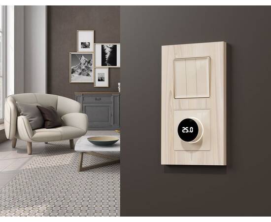 Лицевая панель Alfa (Бежевый глянец) для терморегулятора теплого пола с цифровым дисплеем Quant Ambr