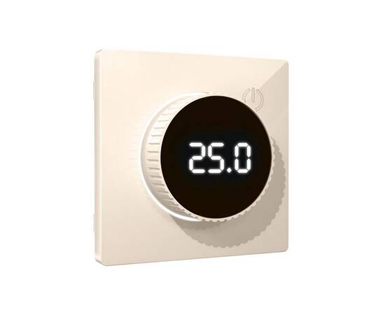 Лицевая панель Alfa (Бежевый глянец) для терморегулятора теплого пола с цифровым дисплеем Quant Ambr, изображение 2