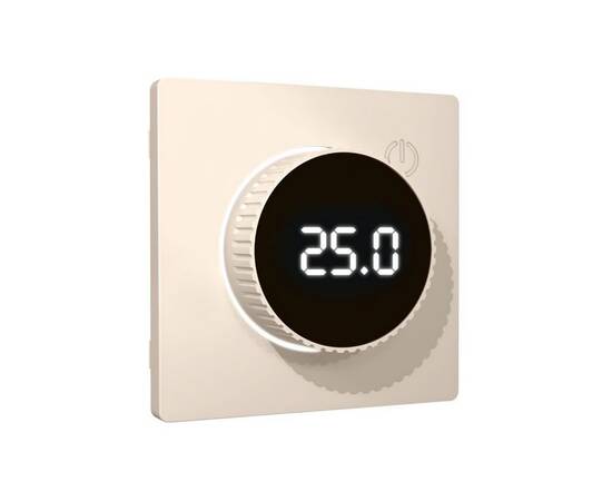 Лицевая панель Alfa (Бежевый матовый) для терморегулятора теплого пола с цифровым дисплеем Quant Amb, изображение 2