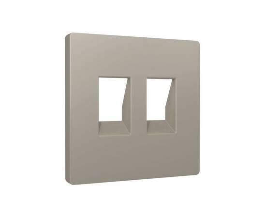 Лицевая панель Alfa (Серо-бежевый матовый) для компьютерной/телефонной двойной розетки RJ-45/RJ-11 Q, изображение 2