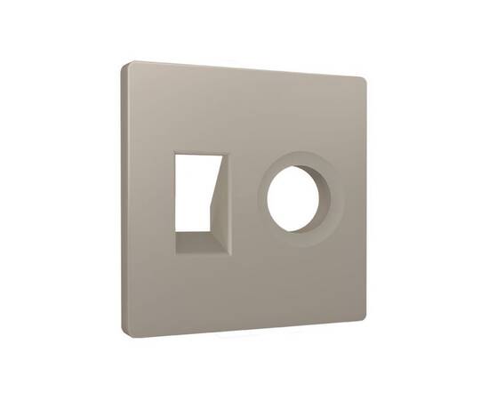 Лицевая панель Alfa (Серо-бежевый матовый) для компьютерной/телефонной + TV розетки RJ-45/RJ-11 Quan, изображение 2
