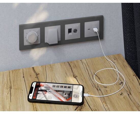 Лицевая панель Alfa (Серебро глянец) для терморегулятора теплого пола Quant Ambrella Volt AP4057