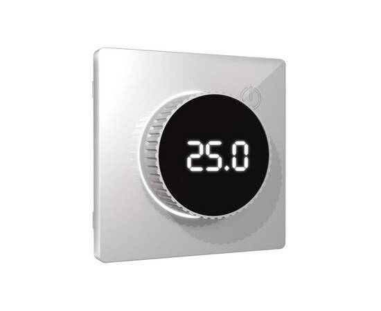 Лицевая панель Alfa (Серебро глянец) для терморегулятора теплого пола с цифровым дисплеем Quant Ambr, изображение 2
