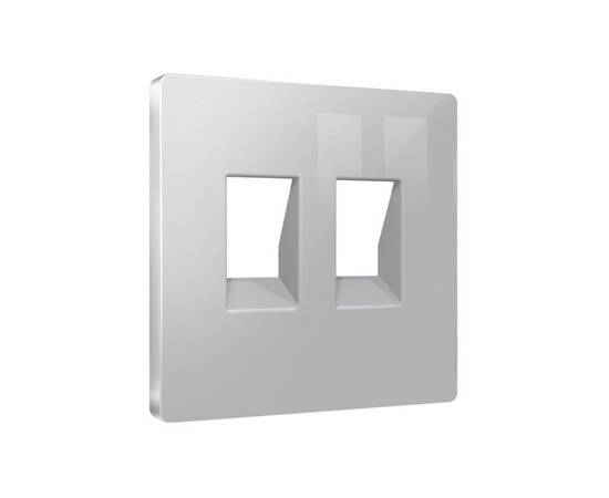 Лицевая панель Alfa (Серебро глянец) для компьютерной/телефонной двойной розетки RJ-45/RJ-11 Quant A, изображение 2