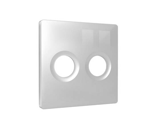 Лицевая панель Alfa (Серебро глянец) для TV двойной розетки Quant Ambrella Volt AP4133, изображение 2