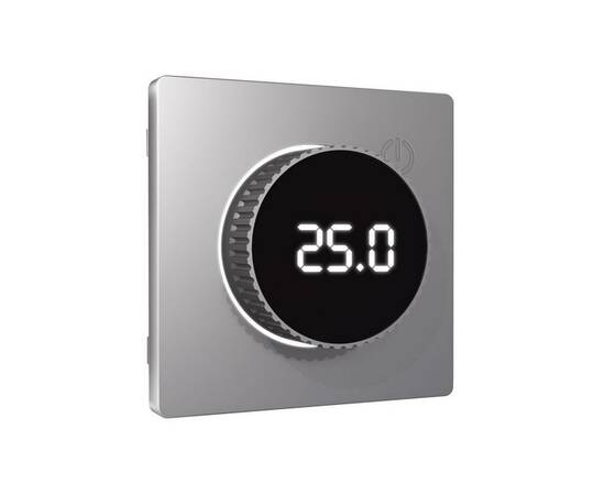 Лицевая панель Alfa (Сталь матовый) для терморегулятора теплого пола с цифровым дисплеем Quant Ambre, изображение 2