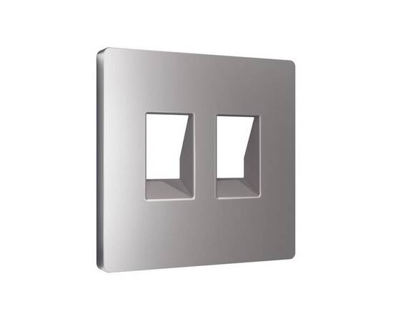 Лицевая панель Alfa (Сталь матовый) для компьютерной/телефонной двойной розетки RJ-45/RJ-11 Quant Am, изображение 2