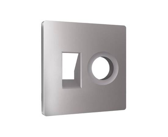 Лицевая панель Alfa (Сталь матовый) для компьютерной/телефонной + TV розетки RJ-45/RJ-11 Quant Ambre, изображение 2